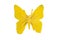 Plastic (rubber) yellow butterfly toy for bath, mockup (mock-up, model), bottom view