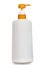 Plastic shower cream bottle on white blackground floor with clipping path