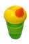 Plastic sippy cup, green with yellow cover
