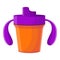 Plastic sippy cup icon, cartoon style