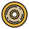 Plastic skateboard wheel icon, outline style
