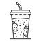 Plastic smoothie glass icon, outline style