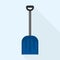 Plastic snow shovel icon, flat style