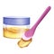 Plastic spatula for application and a jar of wax. Wax for professional depilation. Hair removal device. Beauty concept