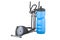 Plastic sport water bottle with elliptical trainer, 3D rendering