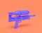 Plastic Squirt Gun Toy, indigo blue hunting and adventure  water gun on pinkish orange background, 3d rendering