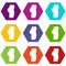 Plastic surgery of buttocks icon set color hexahedron