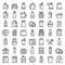 Plastic tableware icons set, outline style