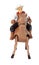 Plastic toy cowboy on galloping horse