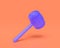 Plastic Toy King and god hammer, indigo blue hunting and adventure Weapon  on pinkish orange background, 3d rendering