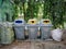 Plastic Trash Bins with Different Types of Waste Separation