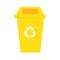 Plastic trash Recycle yellow bin isolated white backfround vector