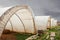 Plastic tunnel greenhouses on a farm