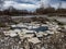 Plastic waste floating in the river