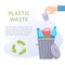 Plastic waste vector illustration. Home stuff - water bottle, cup, tube, package, canister.