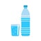 Plastic water bottle - drink container - fresh mineral water - flat vector illustration isolated on white background.