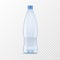 Plastic water bottle. Realistic container for mineral or soda drinks, blue empty package with cap for different liquids