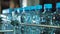 Plastic water bottles moving
