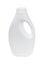 Plastic white bottle for liquid laundry detergent, liquid softener, cleaning agent, bleach or fabric softener, isolated