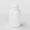 Plastic white supplement, pills, vitamins bottle, mockup with blank space, 3d rendering