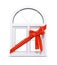 Plastic window with red ribbon gift