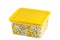 Plastic yellow storage box. Plastic colorful box. Plastic box isolated on white background