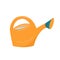 Plastic yellow watering can. Child gardening tools, inventory.To water the plants and flowers. Flat vector illustration