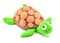Plasticine cute green turtle isolated on a white background