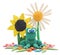 Plasticine frog and flowers.