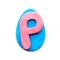 Plasticine letter P in the shape of an Easter egg