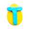 Plasticine letter T in the shape of an Easter egg