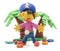 Plasticine pirate and palms.