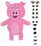 Plasticine smile cute pink pig  with eye and mouth for use