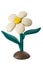 Plasticine white flower with leaves growing on the ground