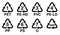 Plastics recycling symbol, recycle triangle with number and resin identification code sign.