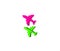 Plastik red and green airplane toy on white background