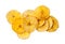 Platano plantain chips on white background