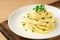 Plate AGLIO E OLIO traditional Italian dishes