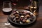 plate of assorted chocolates, paired with diverse selection of wines