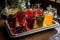 plate of assorted iced teas, including fruity and herbal varieties