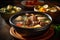 A plate of Bulalo soup, slow-cooking beef shanks and bone marrow Filipino food. Generative AI