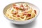 plate carbonara recipe food lunch spaghetti italian cheese isolated pasta background. Generative AI.