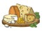 Plate cheese color sketch engraving vector