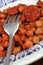 Plate of chickpeas with chorizo