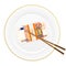 Plate chopsticks and fifty euro pack