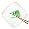 Plate chopsticks and one hundred euro pack
