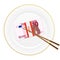 Plate chopsticks and ten euro pack