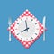 Plate with clock, fork and knife icon