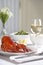 Plate with cooked lobster
