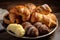 plate of croissants, with variety of pastries and confections for the eyes and tastebuds